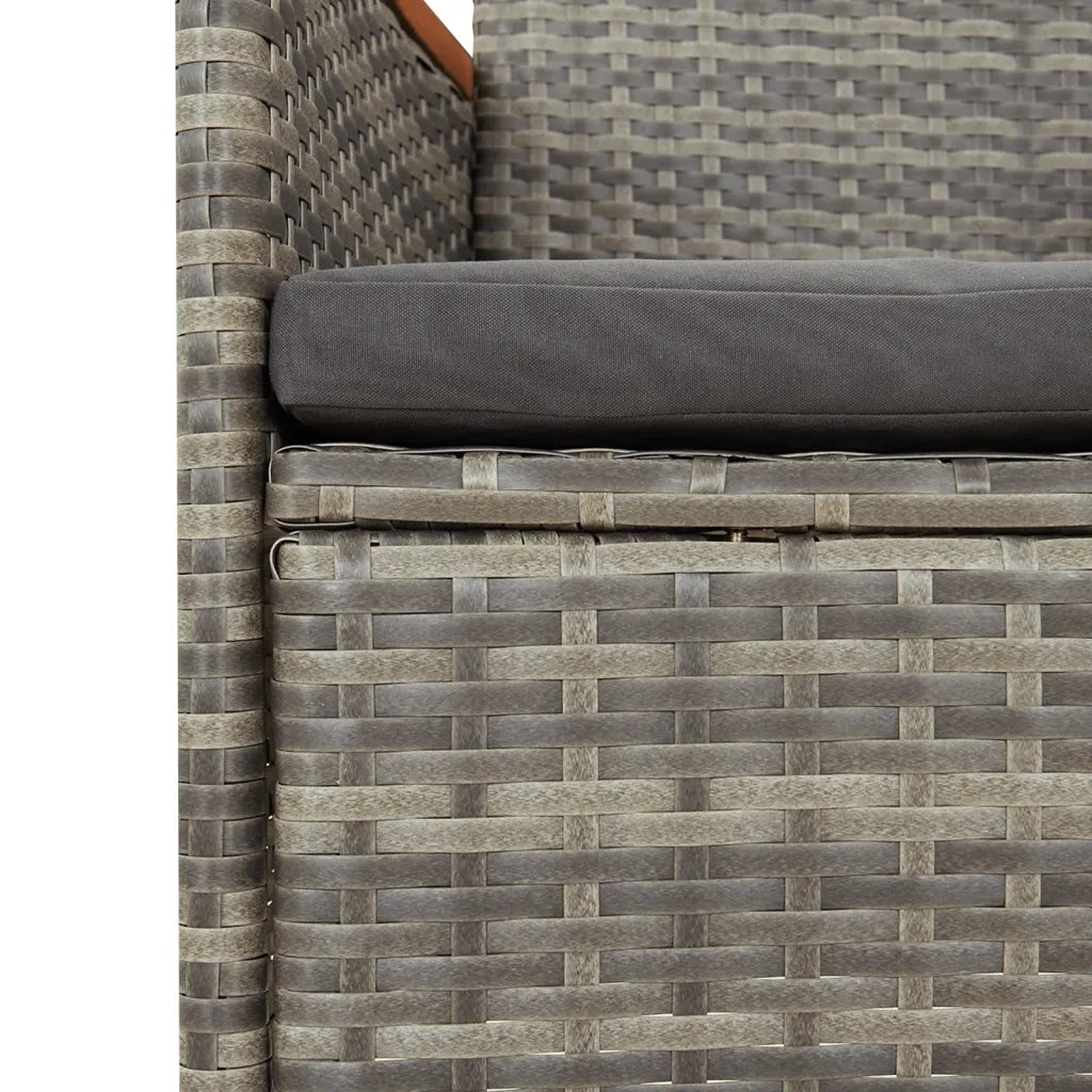 Set da Pranzo da Giardino 11pz con Cuscini in Polyrattan Grigio