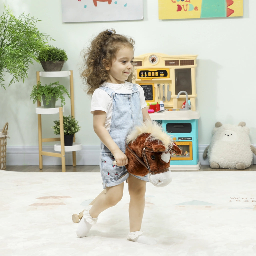Cavallo a Dondolo di Legno con Ruote e Suoni ¨C Minimal ¨C 95 cm Marrone