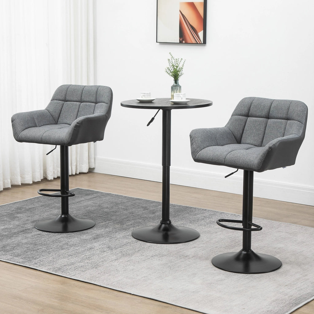 Sgabelli da Bar Set 2 Pezzi Retr¨° Altezza Regolabile Similpelle Grigio e Nero ¨C zephmum