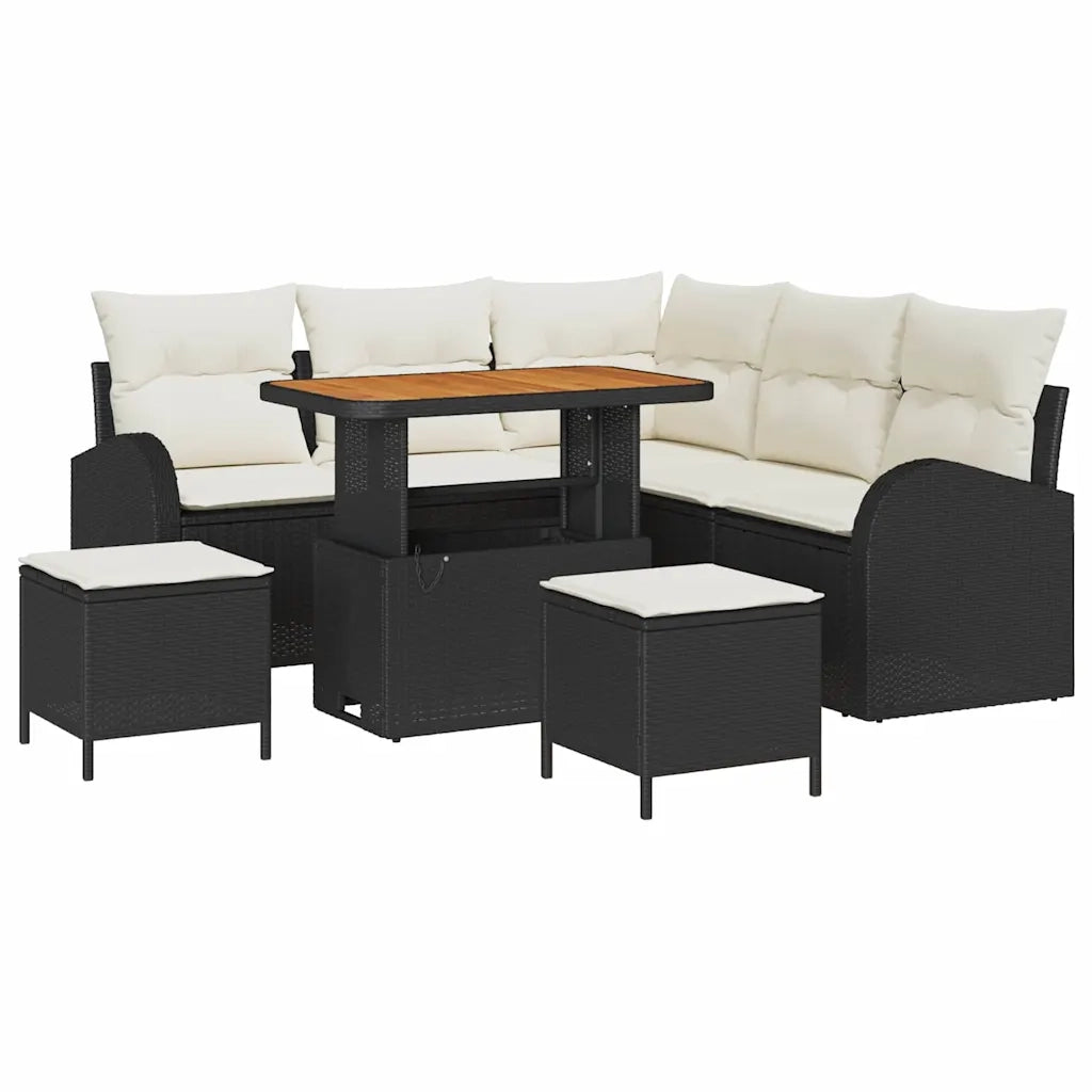 Set Divano da Giardino con cuscino 8 pcs Nero polyrattan 3362395