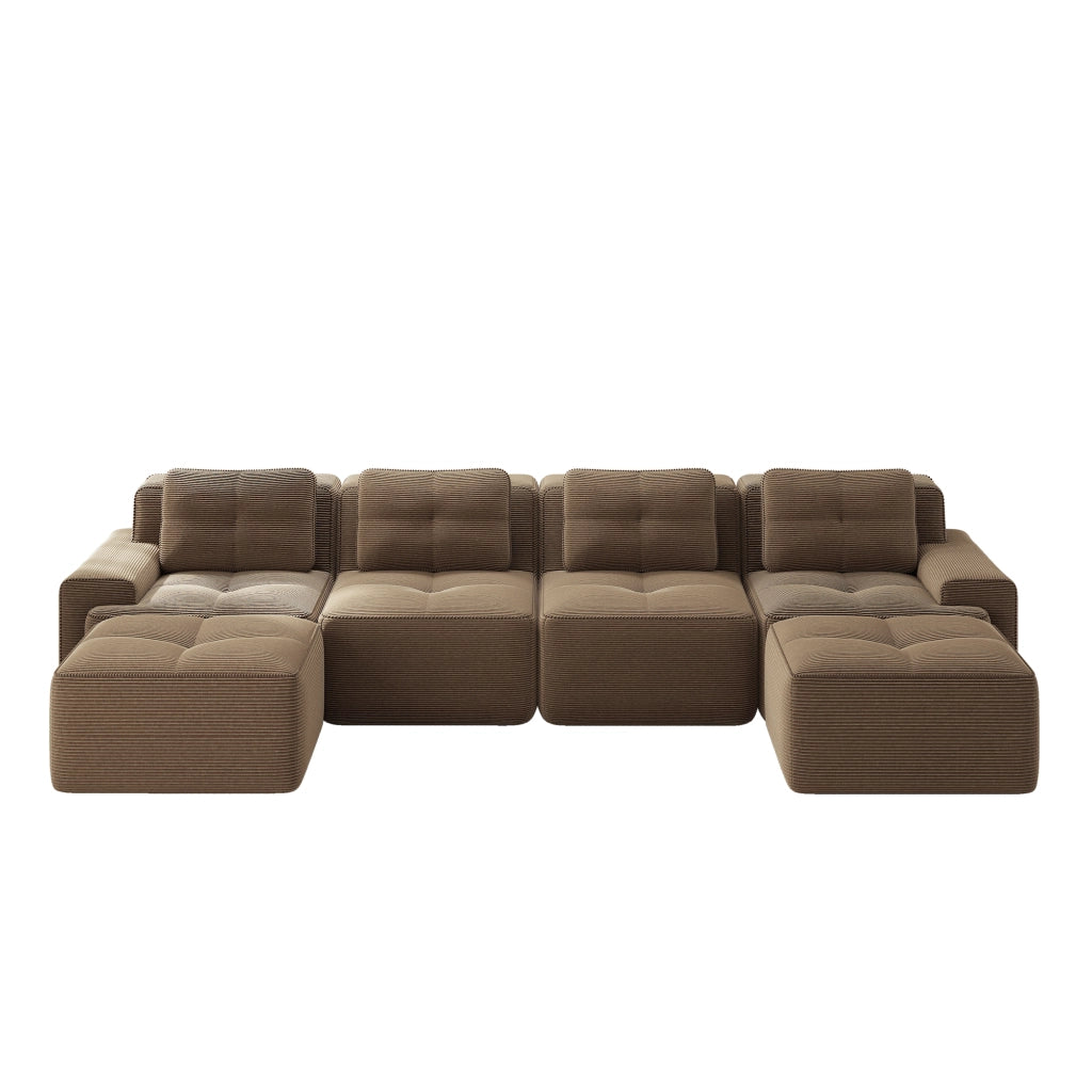 Divano Modulare 4 Posti con Chaise Longue ¨C Xylo ¨C Velluto a Coste, Marrone