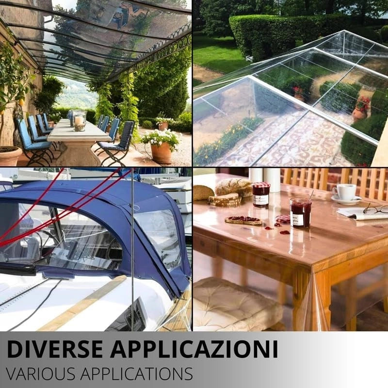 Telo PVC Trasparente - Altezza 140cm, Spessore 0.65mm: Resistente, Impermeabile, Vendita al Metro - Ideale per Interni, Esterni, Uso Industriale
