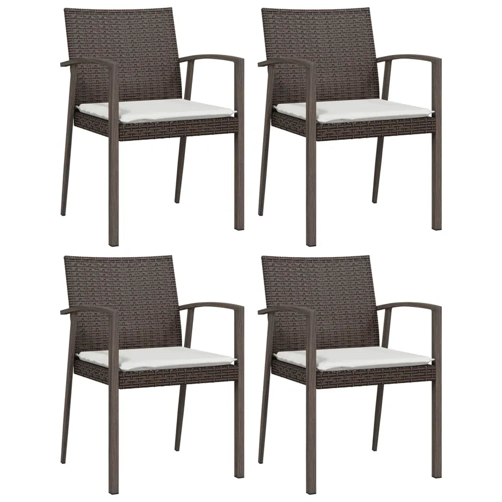 Set Pranzo da Giardino 5pz con Cuscini in Polyrattan e Acciaio 3186973