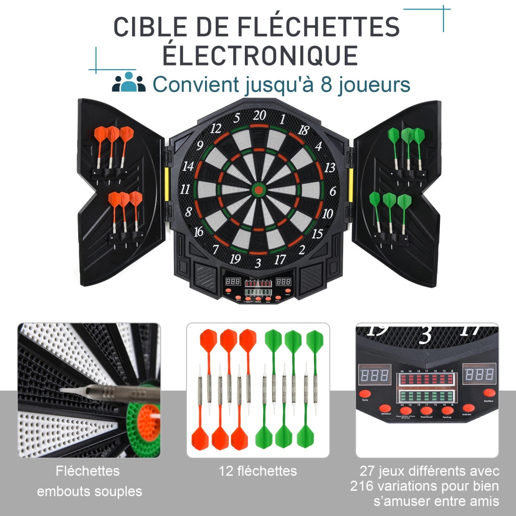 Bersaglio Freccette Elettronico ¨C Xylo ¨C 27 Giochi 8 Giocatori LED Nero