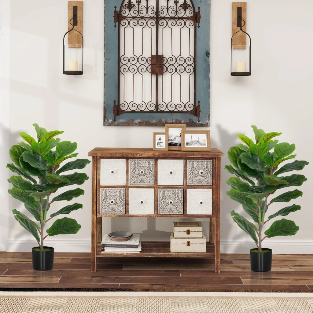 Piante Artificiali Ficus 80 cm con Vaso ¨C Minimal ¨C Verde Plastica