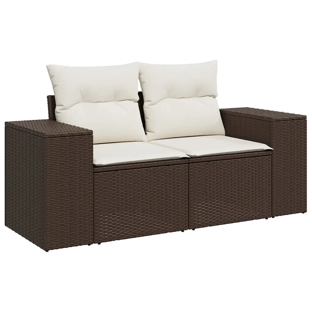 Set Divani da Giardino 7 pz con Cuscini Marrone in Polyrattan 3269193