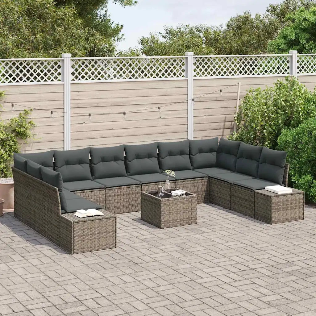 Set Divano da Giardino con cuscino 11 pcs Grigio polyrattan 3347249