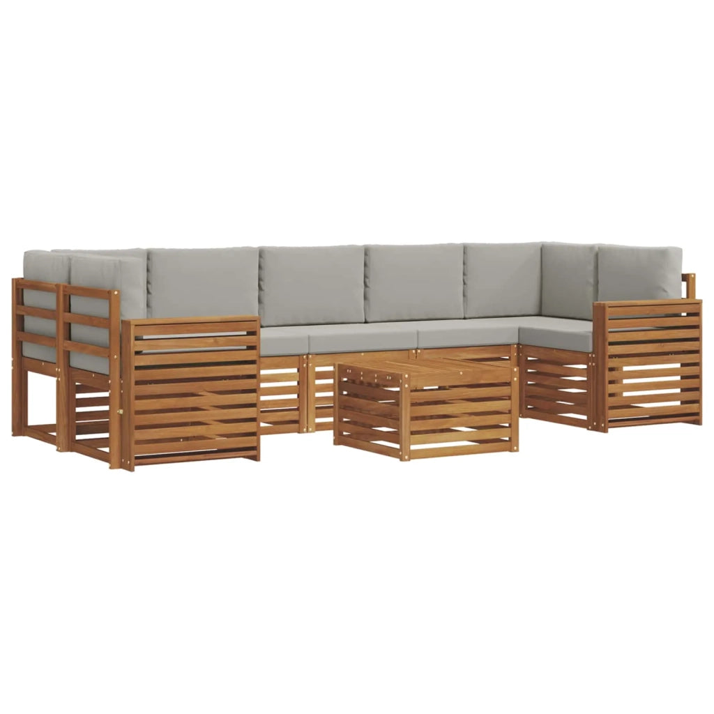 Set di divani da esterno 8 pcs Grigio Naturale e Chiaro 3374536
