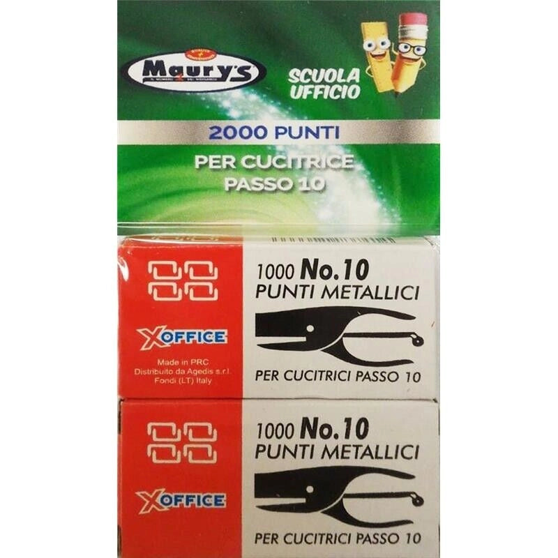 MAURY'S 2000 PUNTI METALLICI UNIVERSALI PER CUCITRICE PASSO 10