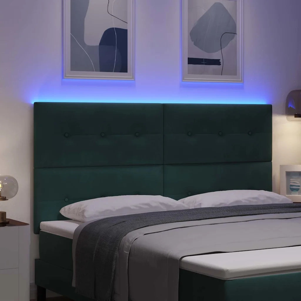 Testiera LED con strisce LED Verde 180 cm Velluto 3338459