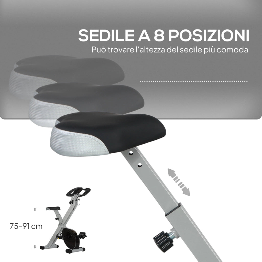 Cyclette Pieghevole Magnetica 8 Livelli Display LCD ¨C Zephmum ¨C Grigio e Nero