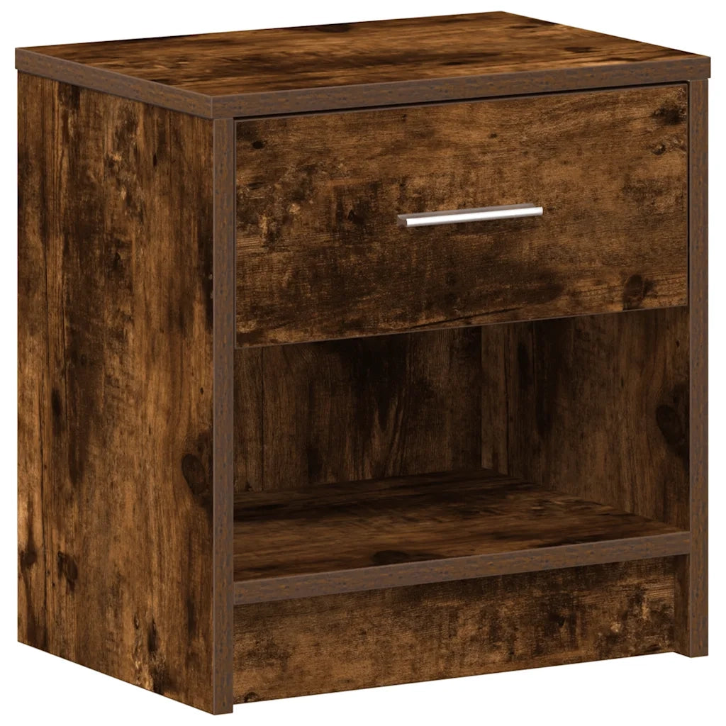 Comodino con cassetto-Tavolino da notte Rovere Fumo 39x28x41 cm