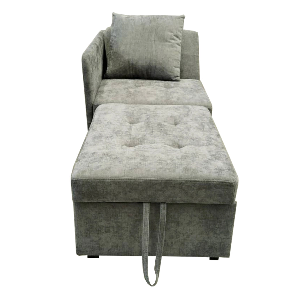 OKWISH Divano Letto 3 in 1, Schienale Regolabile in 5 Posizioni con Cuscino, Tessuto Imbottito Grigio 177 × 68 × 65 cm