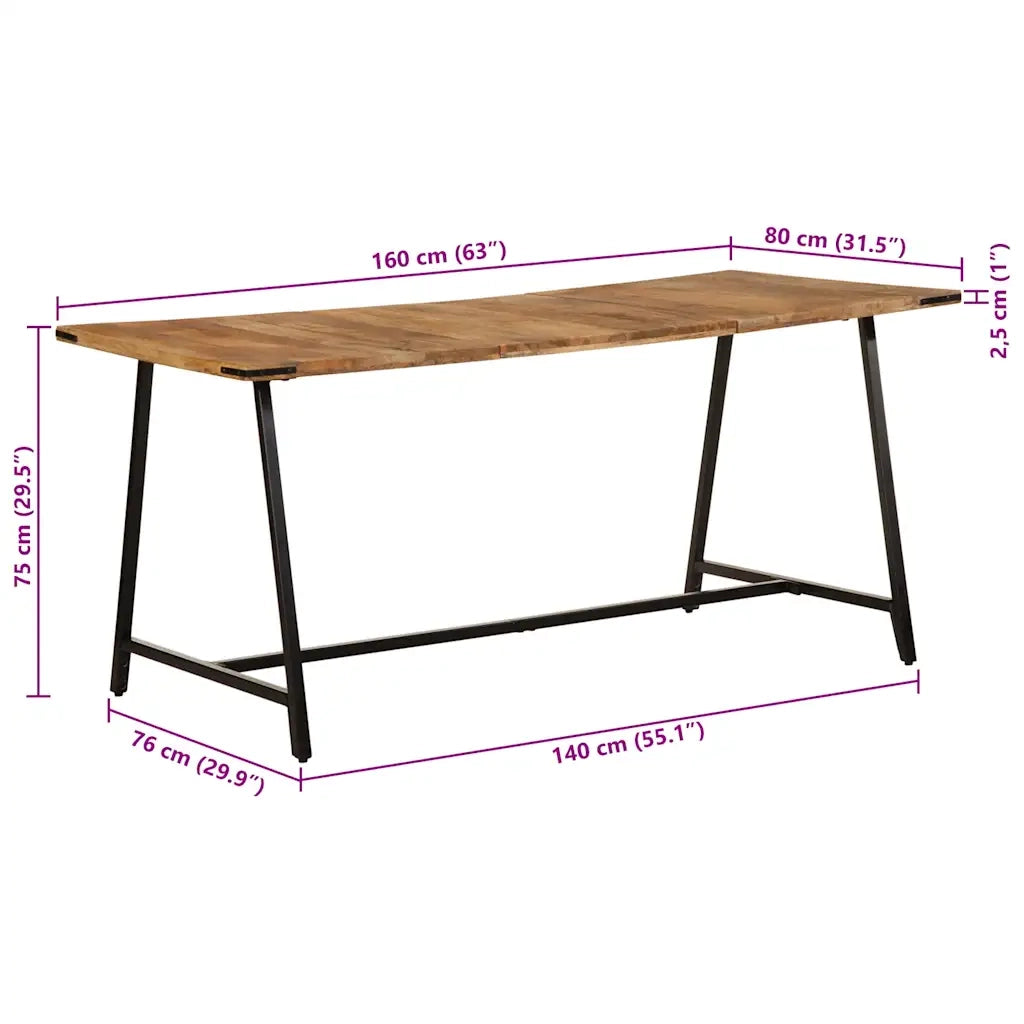 Tavolo da Pranzo | Tavolo da cucina 160x80x75 cm in Legno Massello di Mango