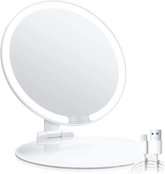 Specchio da trucco a led con ingrandimento - pieghevole per viaggi - con ingrandimento