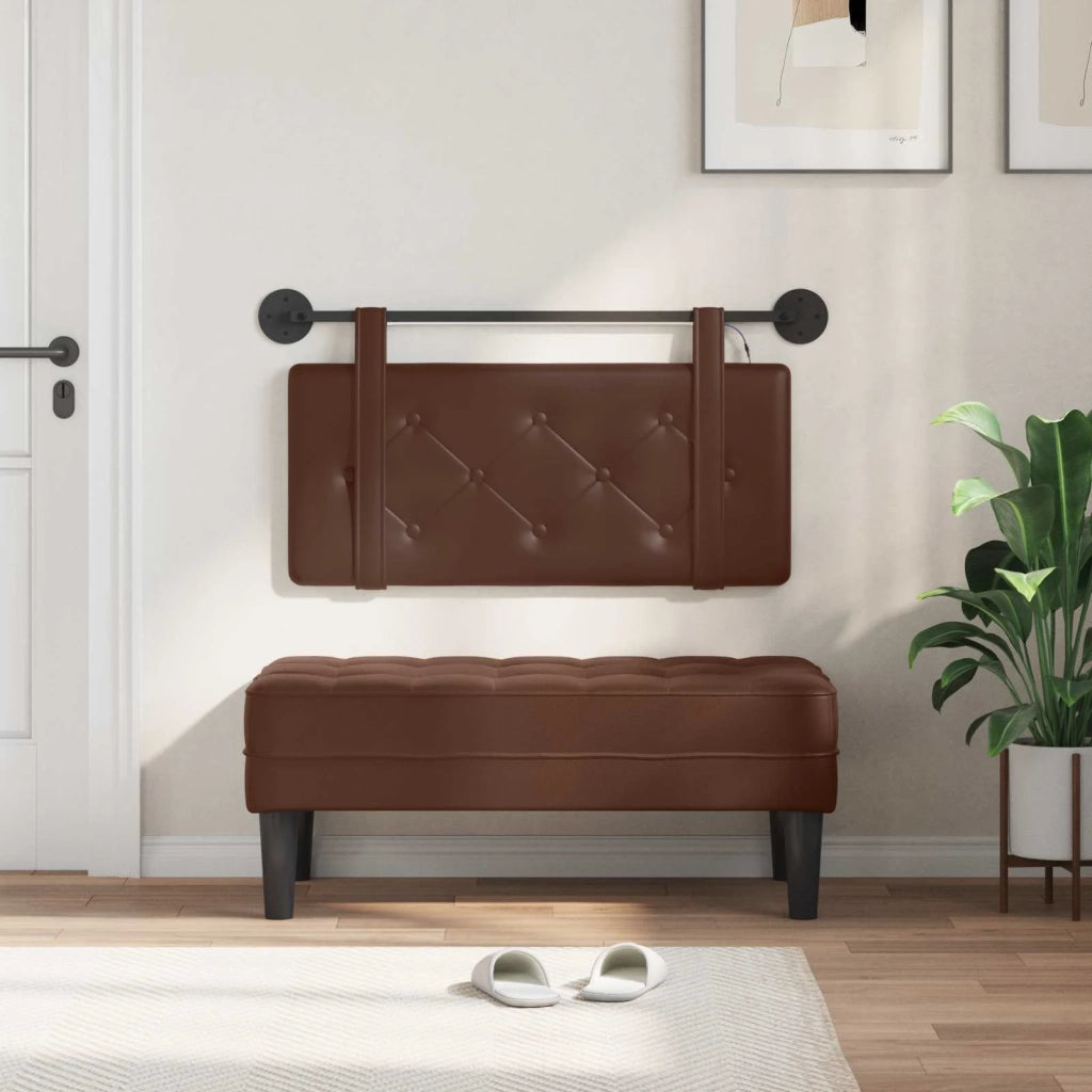 Testiera | Testata sospesa Con luce LED Marrone Similpelle