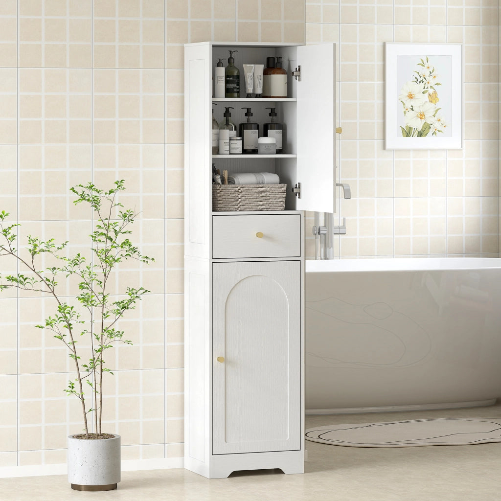 Colonna bagno alta con ante cassetto e ripiani regolabili ¨C Xylo ¨C Bianco 40x29,5x170cm
