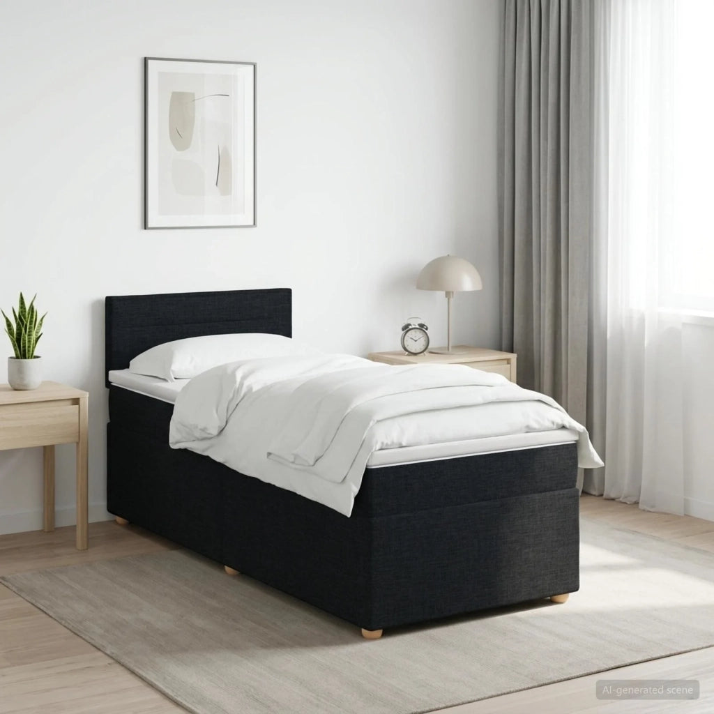 Letto box spring con materasso Nero 100 x 200 cm Tessuto 3450883