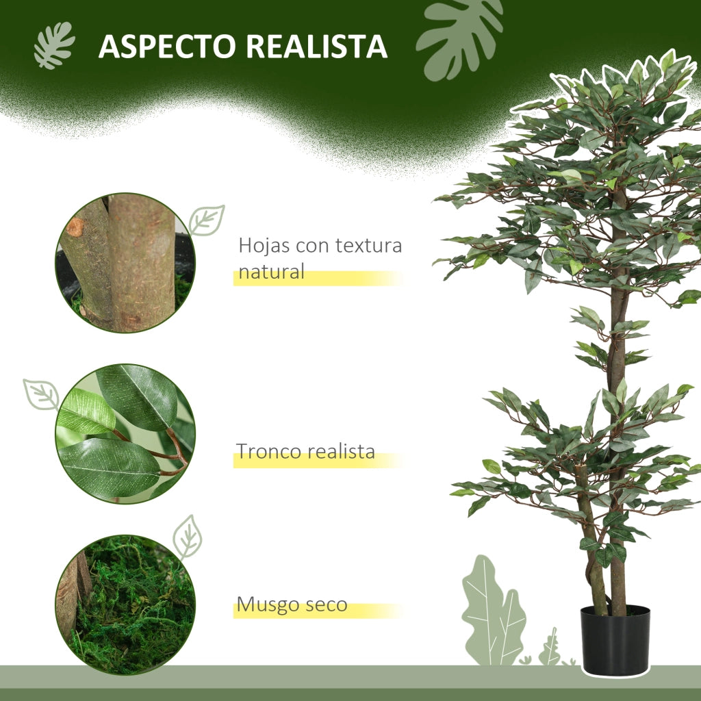 Ficus Artificiale con Muschio e Vaso ¨C Minimal ¨C Verde, 150 cm