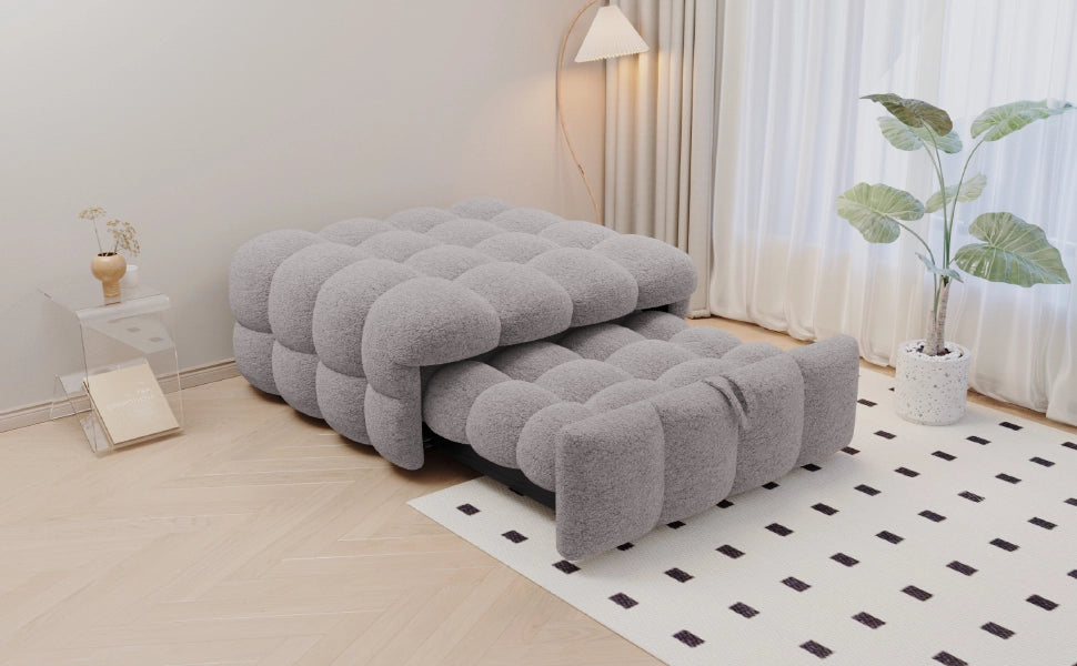 DIVANO LETTO 183 x 76 x 42 cm in Teddy Grigio
