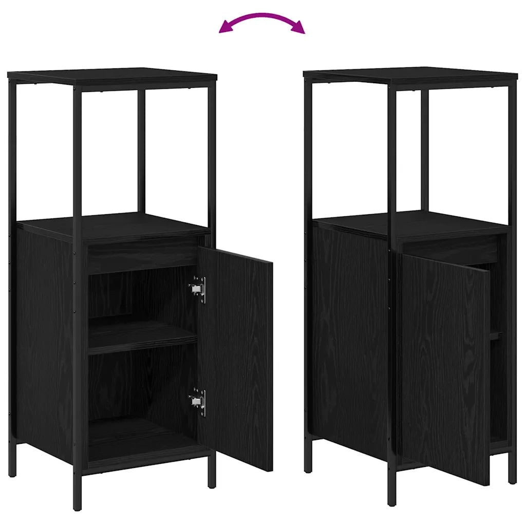 Set di mobili per il Bagno | Armadio da bagno 3 pz Rovere Nero Legno multistrato