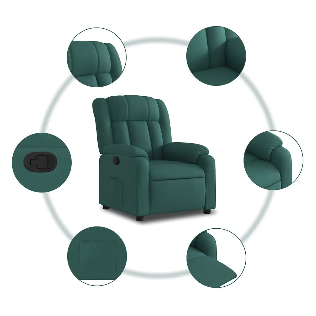Poltrona Reclinabile in Tessuto Verde Scuro 373580