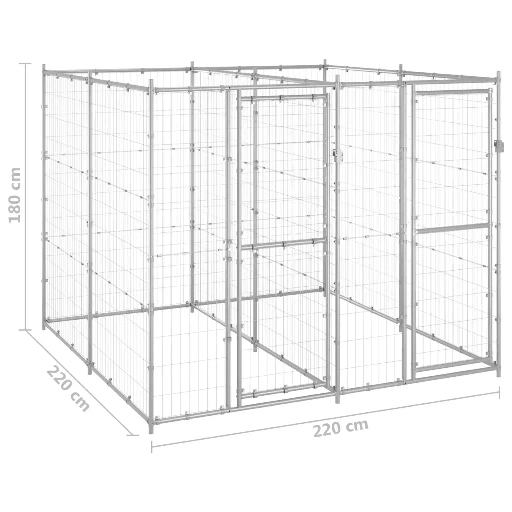 Gabbia per Cani da Esterno in Acciaio Zincato 4,84 m² 3082282