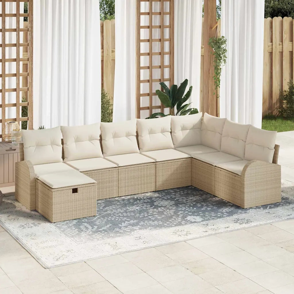 Set Divano da Giardino con cuscino 8 pcs Beige Poly Rattan 3360462