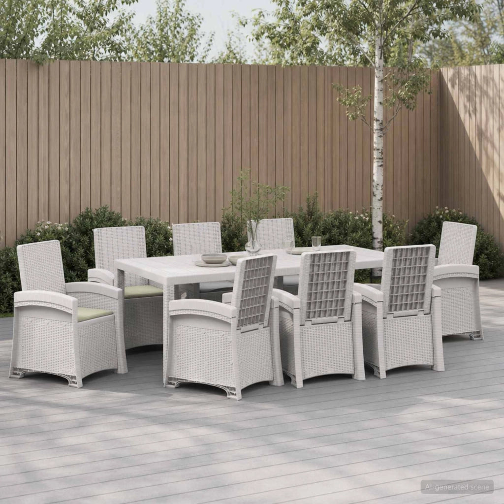 Set da Pranzo per Giardino 9 pz Bianco e Crema PP 3430159