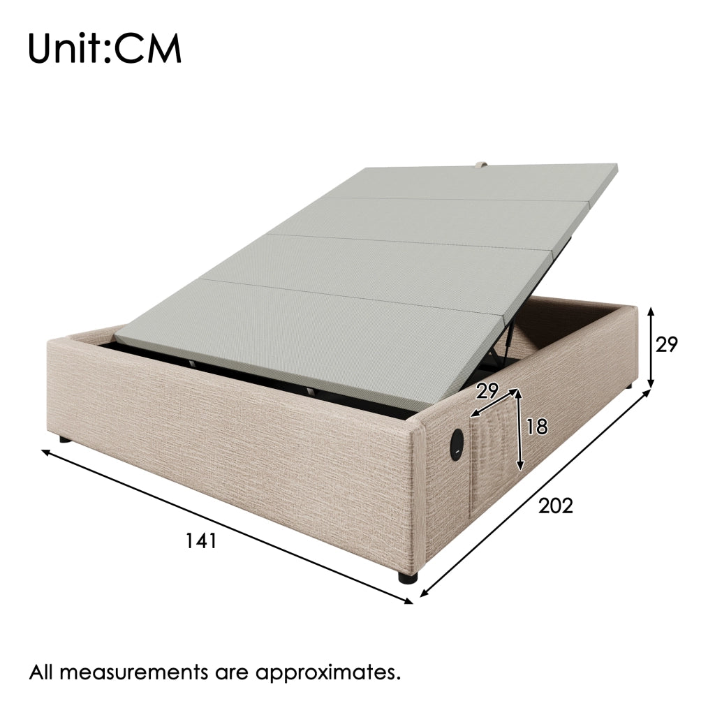 letto imbottito lino beige naturale 140 x 200 cm