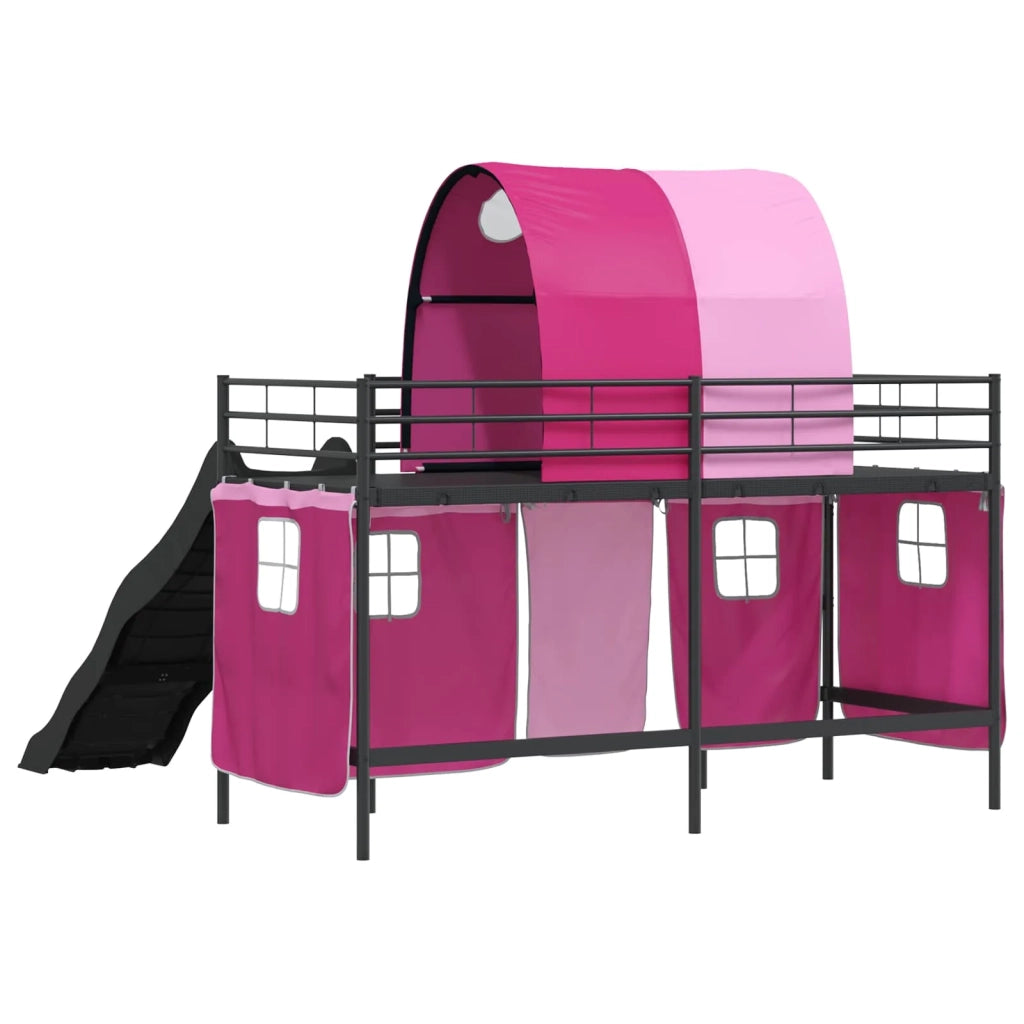 Struttura del letto loft per bambini-Giroletto per bambini Nero e rosa 100 x 190 cm 747677