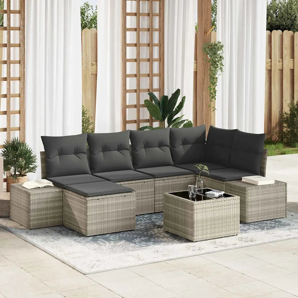 Set Divano da Giardino 6 pcs Grigio chiaro polyrattan 3355811