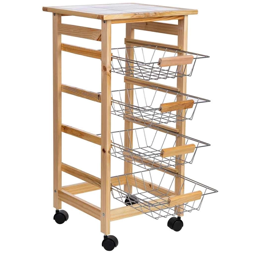 Carrello cucina in legno 37x37x76h cm