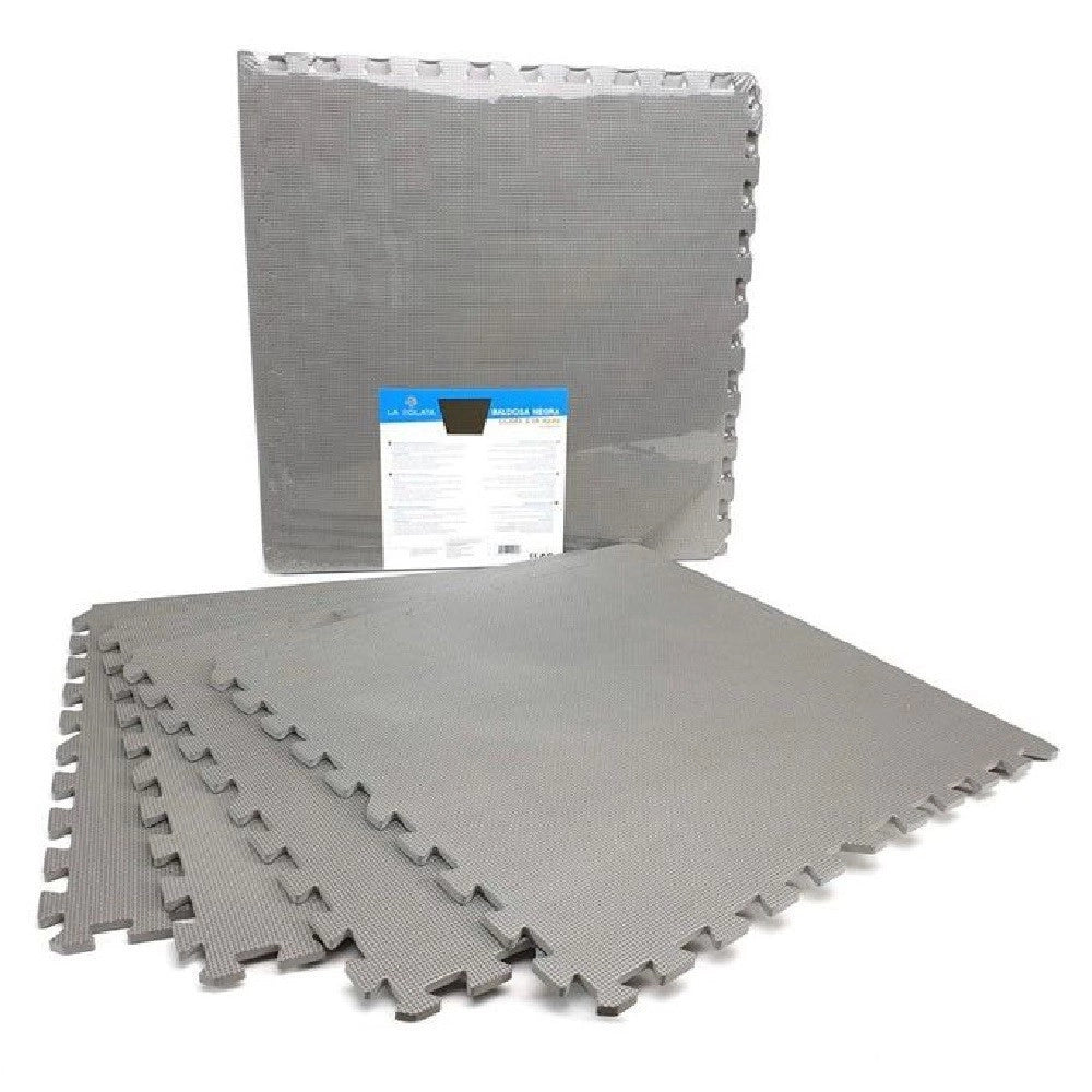Trade Shop - Set 4 Pezzi Piastrella Eva Colore Grigio 60x60 Cm Tappeto Puzzle Multiuso 194702 -