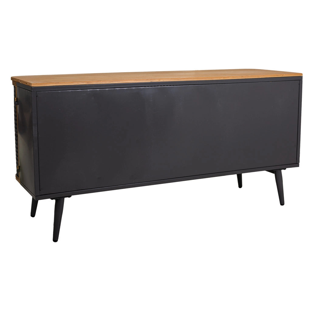 Credenza in metallo e legno con 3 porte 118x38x58,5