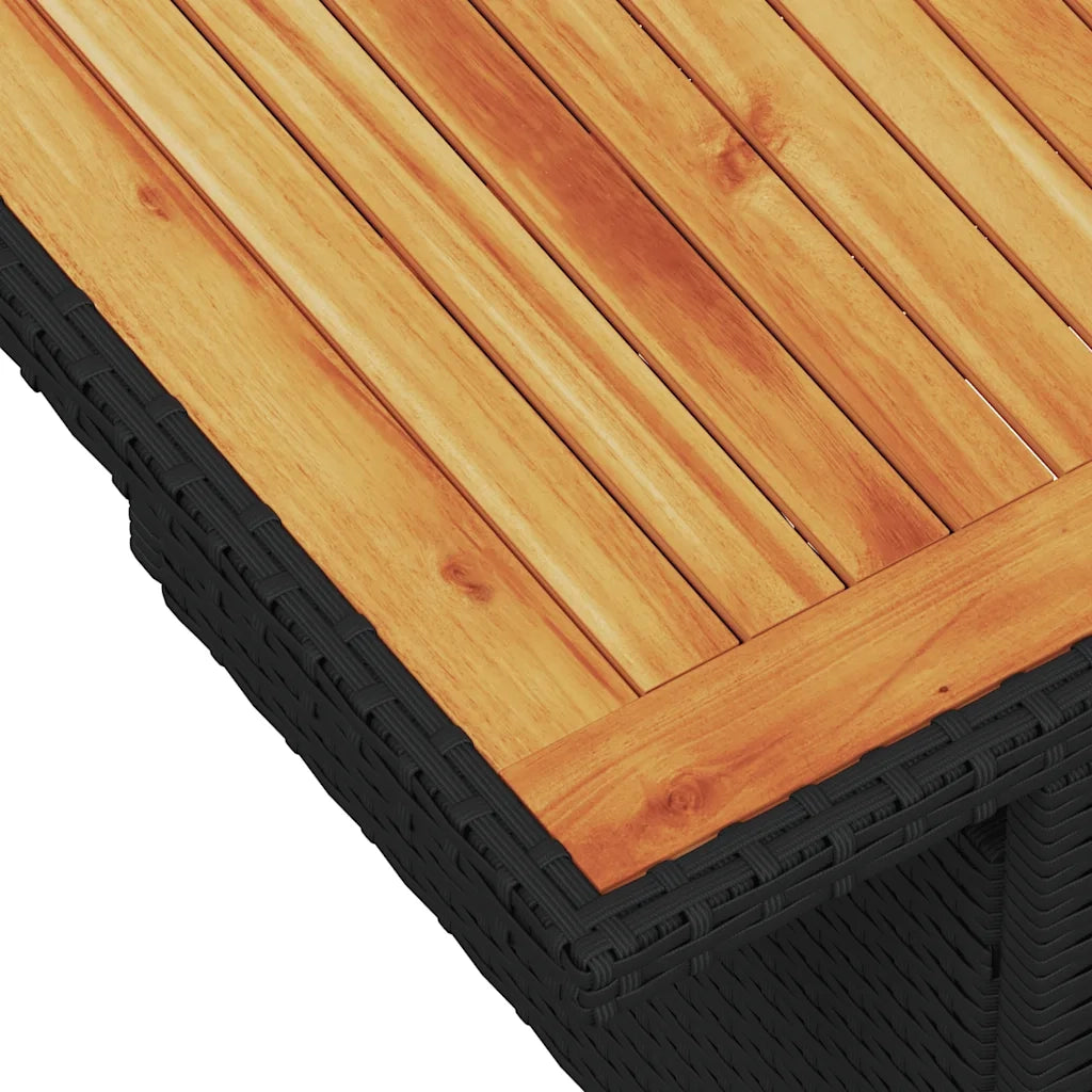 Set Divano da Giardino 6 pz con Cuscini Nero Polyrattan Acacia 3327436