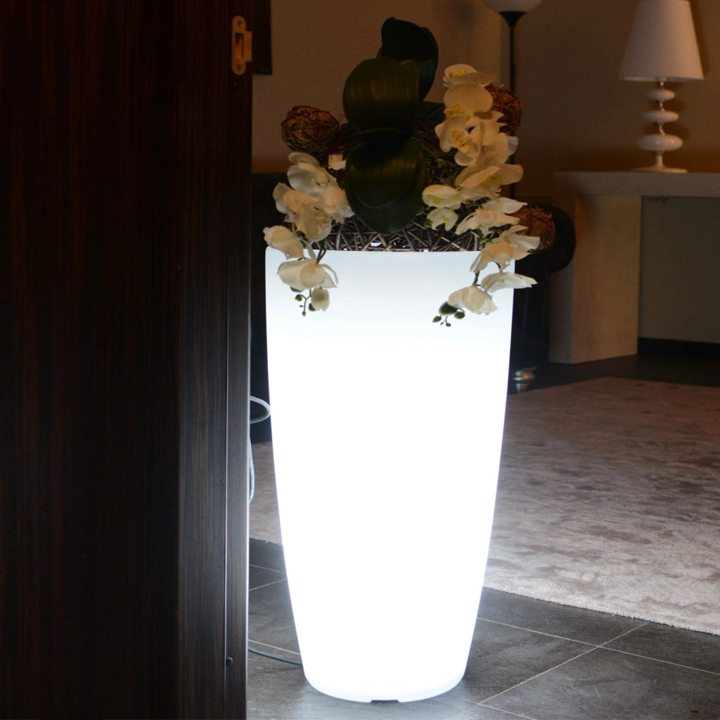 Vaso Agave Tondo Con Luce Rossa H70 Ø 33Cm