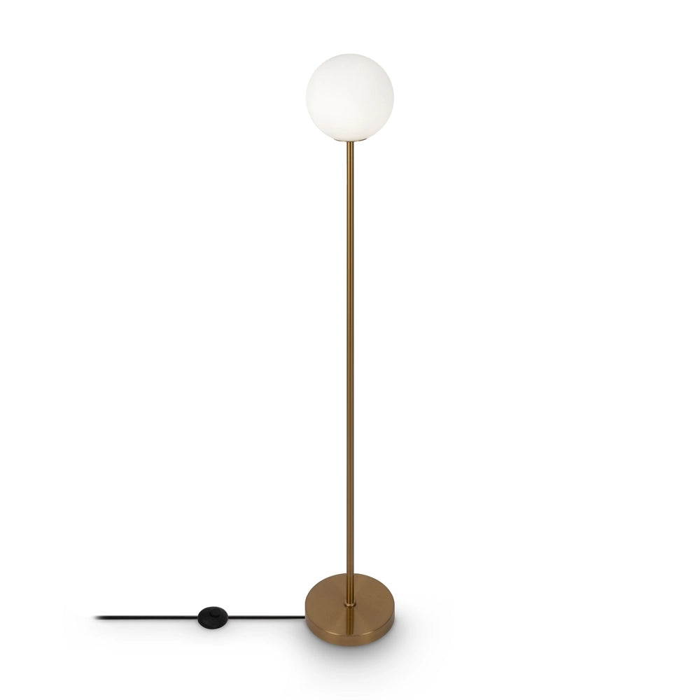 Lampada da terra ottone sfera bianca Ring Maytoni E27