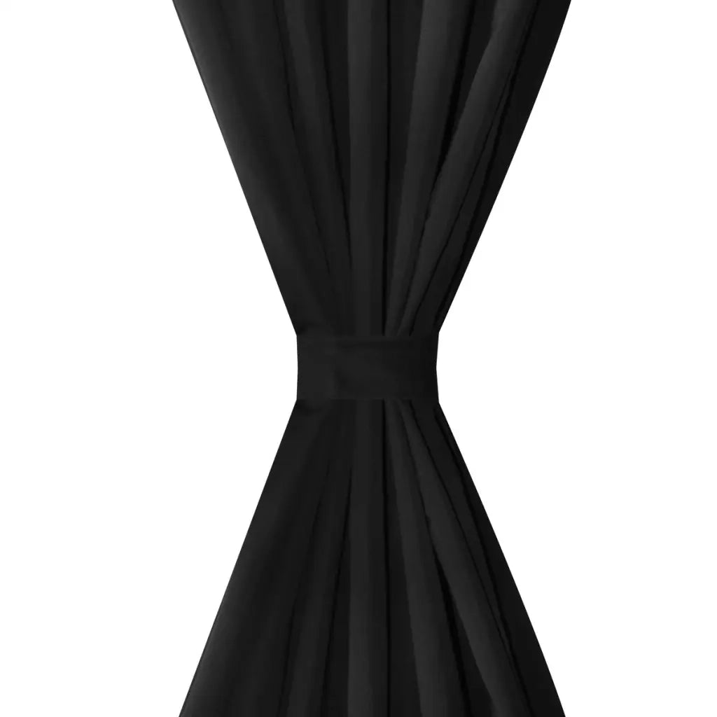 Tende Micro-Raso Nere 2 pz con Occhielli 140 x 245 cm