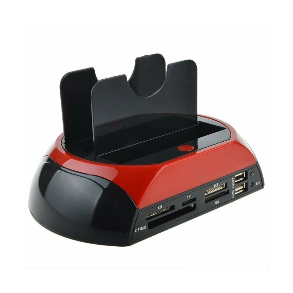 DOCKING STATION 2 HARD DISK 2.5 3.5 SATA IDE USB 2.0 3.0 E LETTORE HDD SD