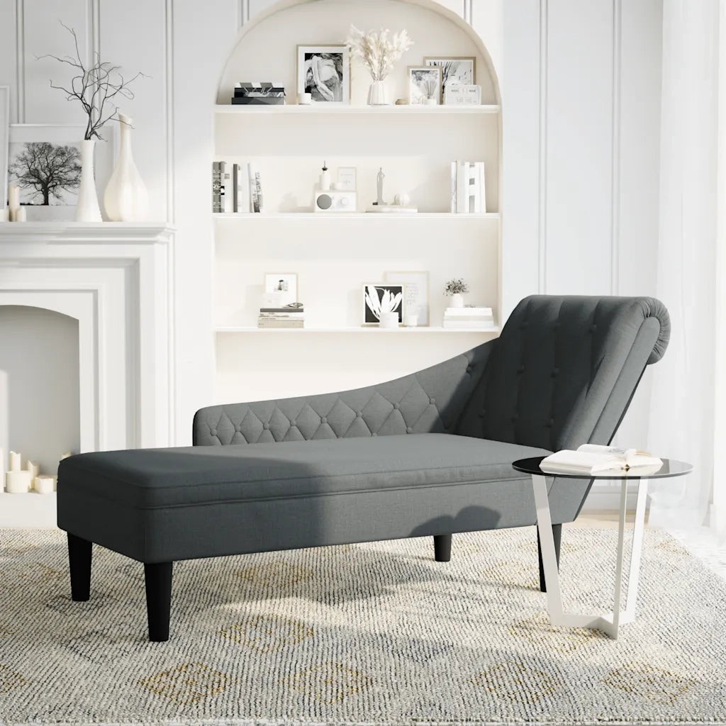 Sdraio con Cuscino e Bracciolo Destro in Tessuto Grigio Scuro 4009844
