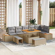 Set Divano da Giardino 9 pcs Beige polyrattan