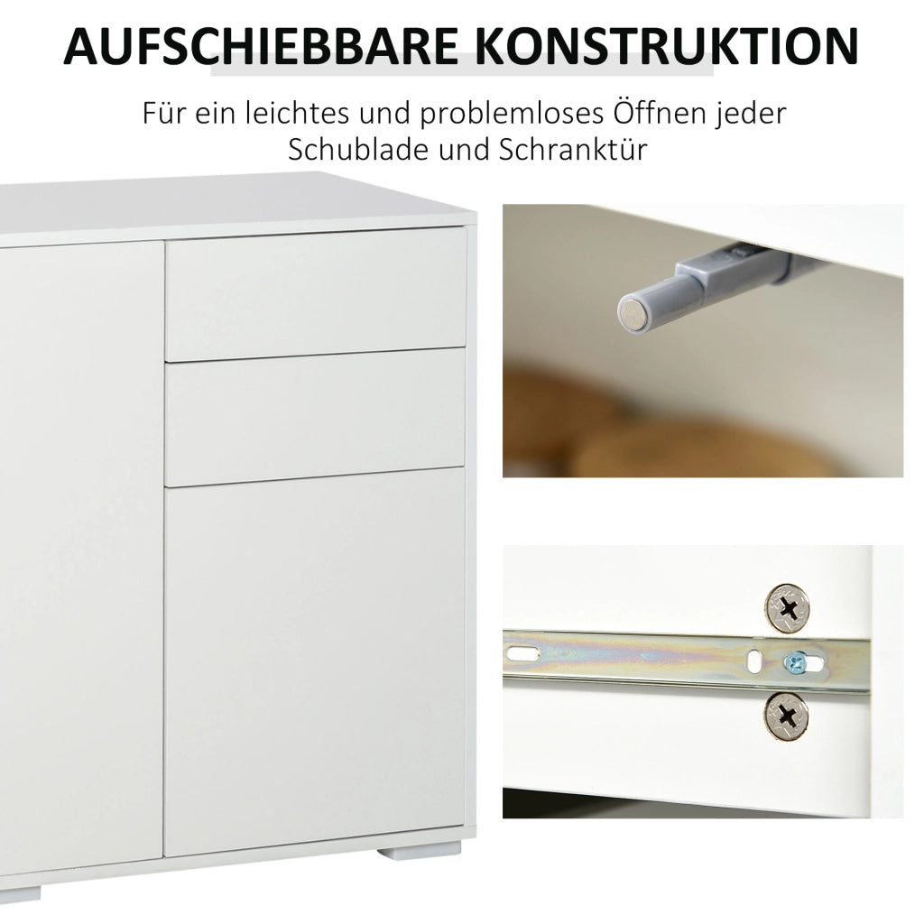 Credenza con 2 cassetti, Push-Click ¨C Minimal ¨C Bianco, 117x36x74