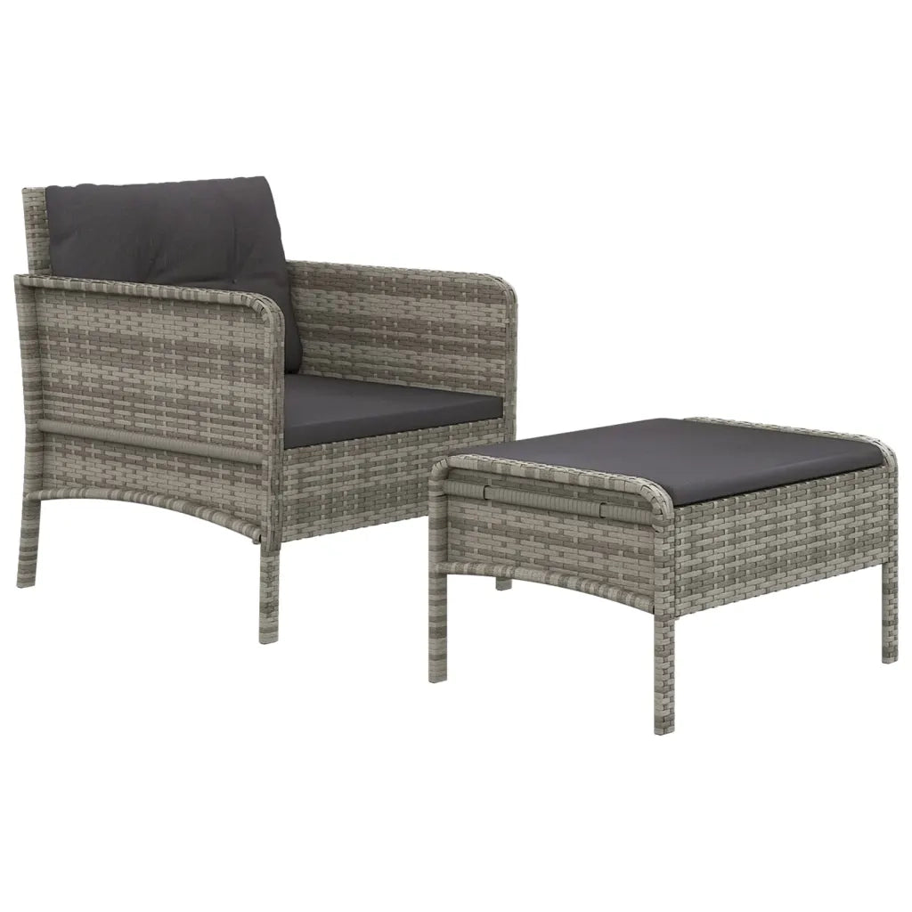 Set di Divani da Giardino 2 pz con Cuscini in Polyrattan Grigio 319679
