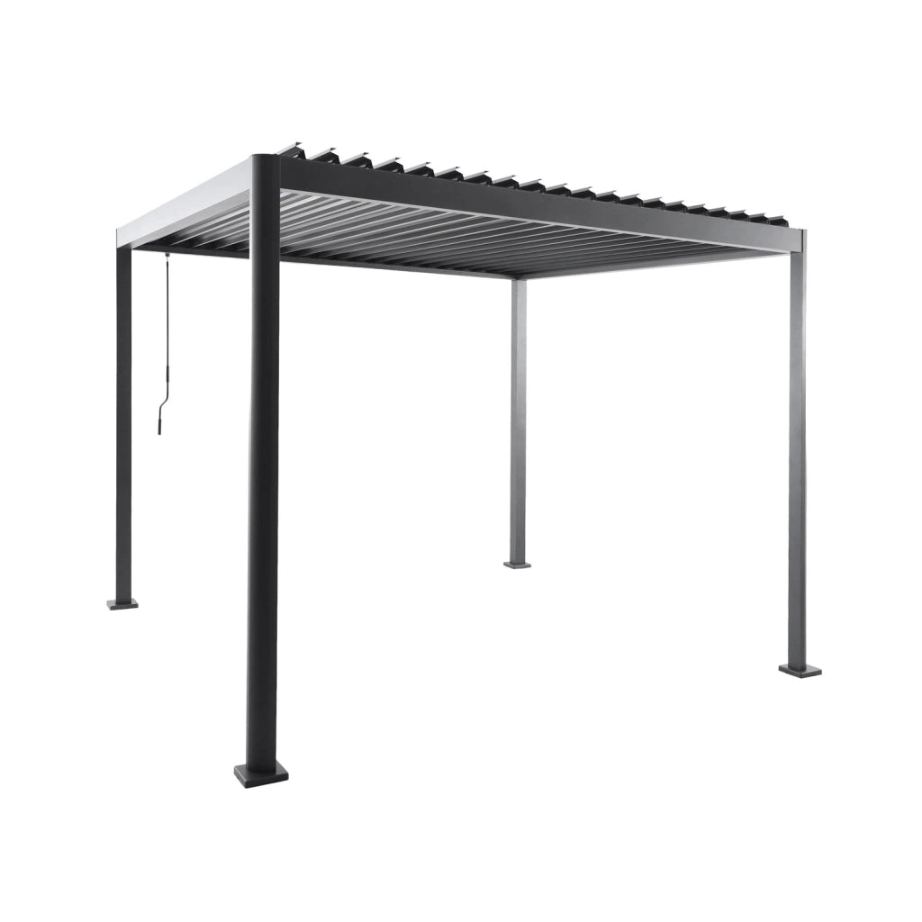 Pergola bioclimatica 3x3m in alluminio e acciaio, lamelle orientabili