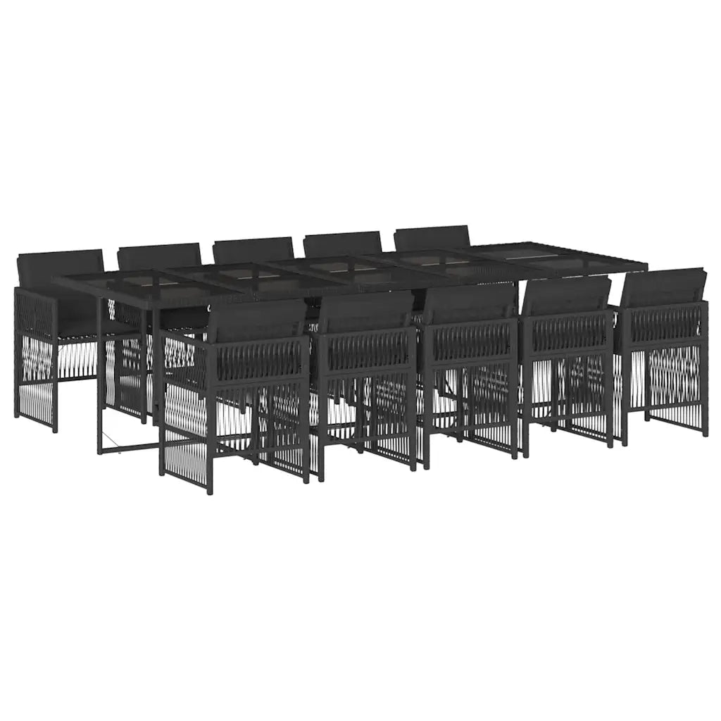 Set da Pranzo da Giardino 11 pz con Cuscini in Polyrattan Nero 3210931
