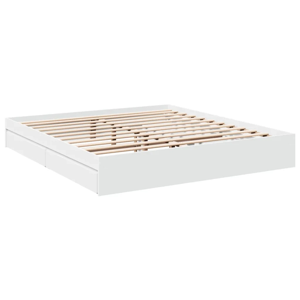 Giroletto con Cassetti Bianco 200x200 cm in Legno Multistrato
