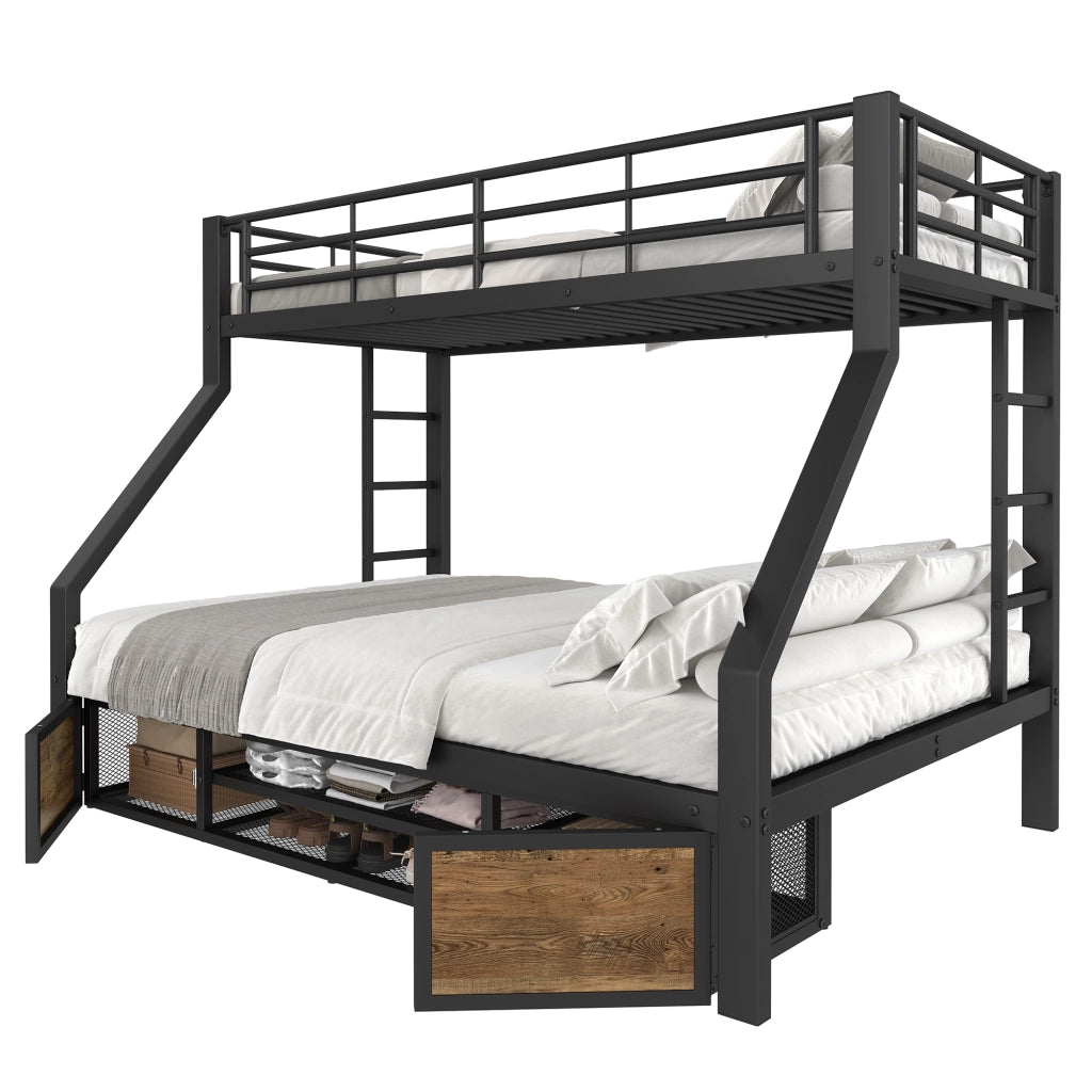Letto a castello con scarpiera metallo nero 90x200 cm
