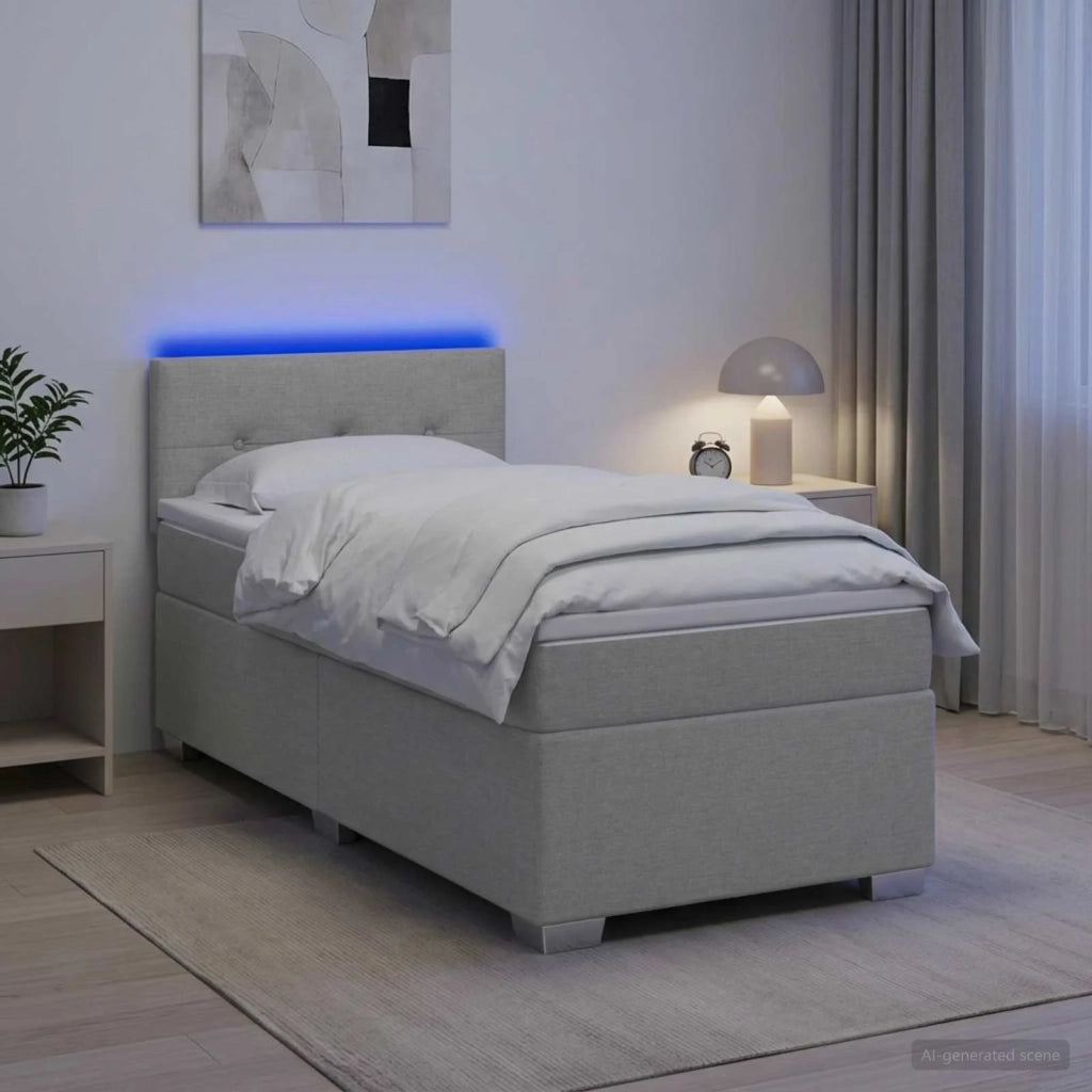 Letto con Box Spring, Materasso e LED Grigio Chiaro Tessuto 3451875