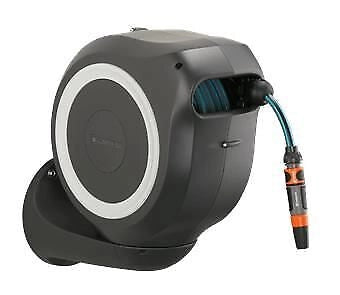 Gardena 18612-20 RollUp M Avvolgitubo Automatico da Parete con Tubo 20 m Diametro 11 mm colore Nero Blu Grigio